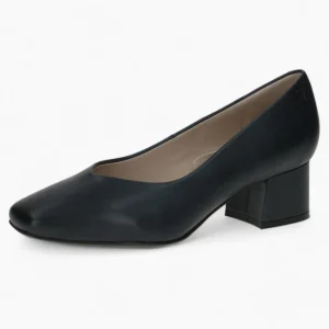 Caprice Navy Block Heel – Square Toe with Fish Cut Detail