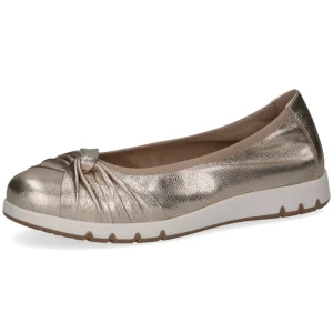 Caprice Platin Metal Ballerina Shoes: Comfort Meets Modern Elegance