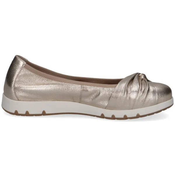 Caprice Platin Metal Ballerina Shoes: Comfort Meets Modern Elegance