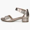 Caprice Platinum Gold Low Block Heel Sandal – Elegant & Comfortable