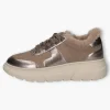 Caprice Taupe Leather Lace-Up Runners with Faux Fur Lining