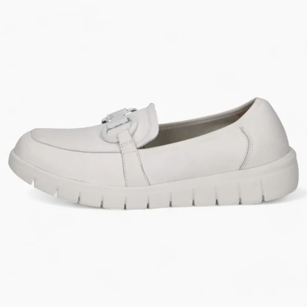 Caprice White Deerskin Loafer – Soft & Sporty Comfort