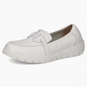 Caprice White Deerskin Loafer – Soft & Sporty Comfort