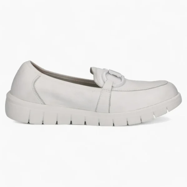 Caprice White Deerskin Loafer – Soft & Sporty Comfort