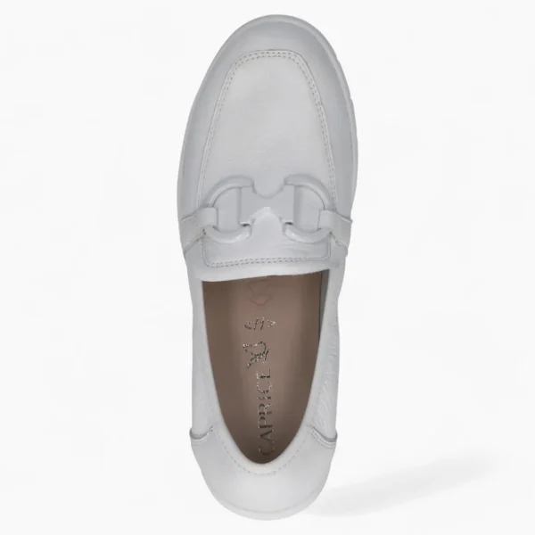 Caprice White Deerskin Loafer – Soft & Sporty Comfort