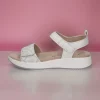 Caprice White Sandal with Snakeskin Detail and Velcro Straps