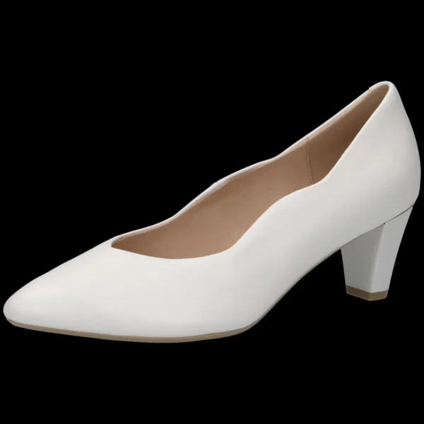Caprice White Scalloped Stiletto Pumps – Chic & Comfortable