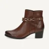 Caprice Women's Brown Leather Ankle Boots with Gold Chain