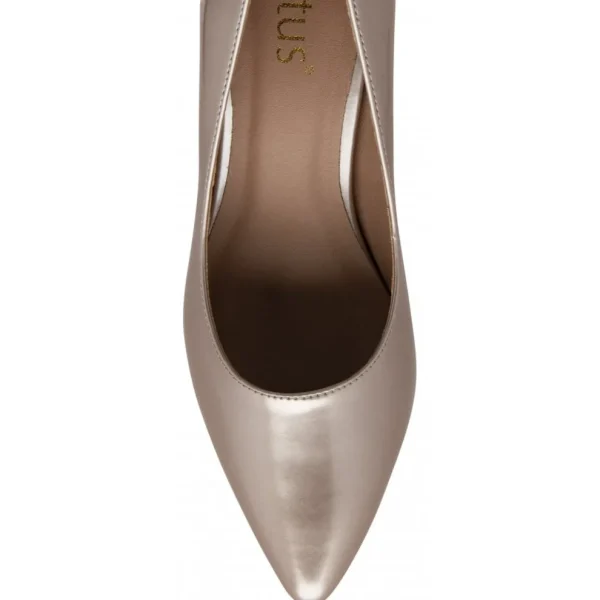 Chic and Sleek Pink Pearl Patent Mid-Heel Court Shoe