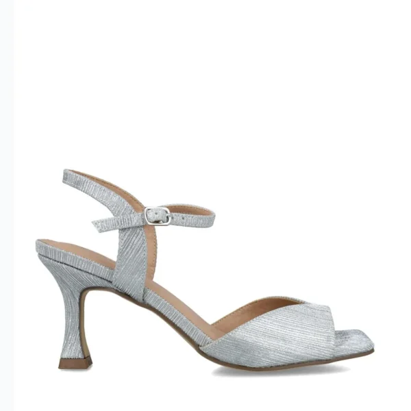 City Chic Mid-Heel Square Toe Silver Sandals