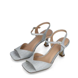 City Chic Mid-Heel Square Toe Silver Sandals