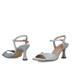 City Chic Mid-Heel Square Toe Silver Sandals