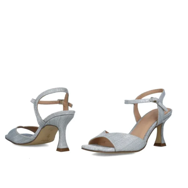 City Chic Mid-Heel Square Toe Silver Sandals