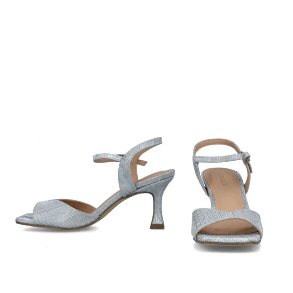 City Chic Mid-Heel Square Toe Silver Sandals