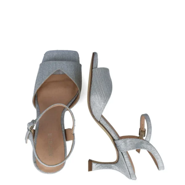 City Chic Mid-Heel Square Toe Silver Sandals