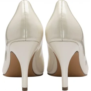 Clean and Crisp White Patent Mid Heel Court Shoes