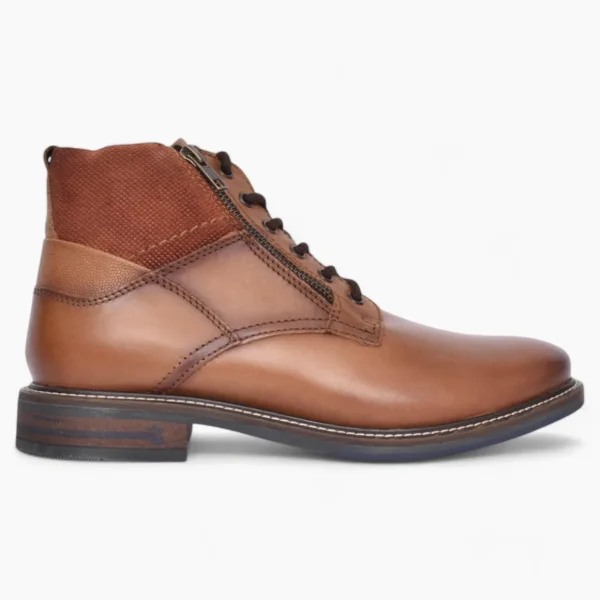 Dubarry Sampson Men's Tan Leather Ankle Boots – Dual Zip & Lace-Up Design