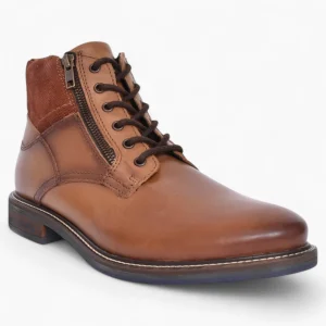 Dubarry Sampson Men's Tan Leather Ankle Boots – Dual Zip & Lace-Up Design