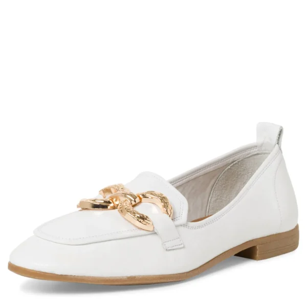 Elegant White Tamaris Leather Loafers