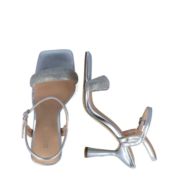 Fashion-Forward Silver Reflective Sandals for Occasions