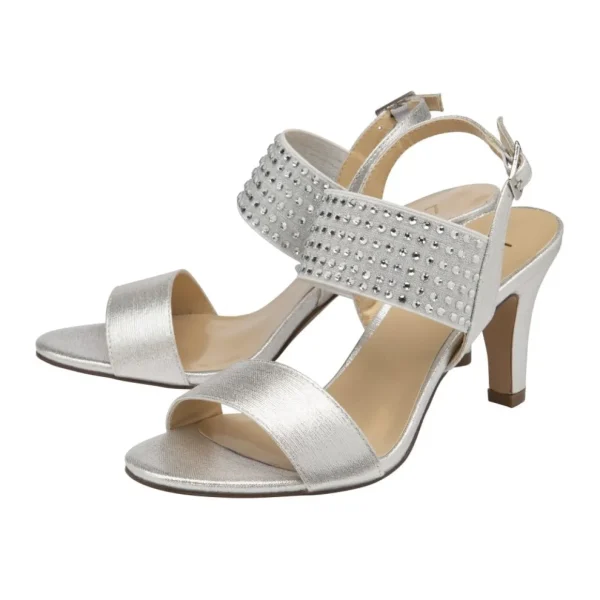 Glamorous Glitter Silver Diamante Heeled Sandals