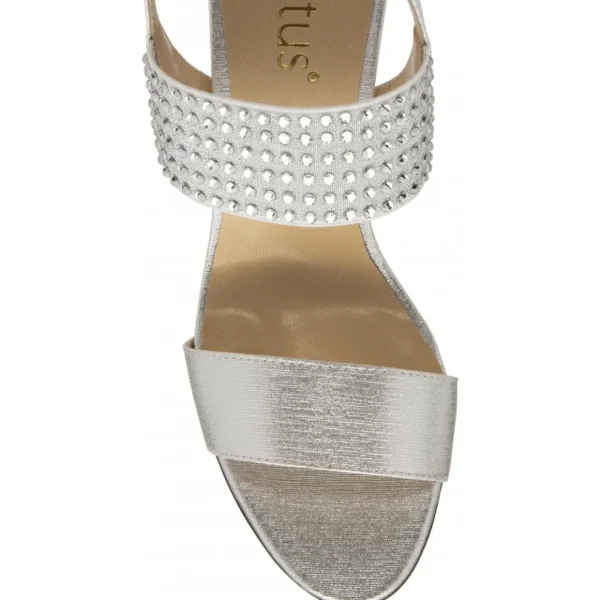 Glamorous Glitter Silver Diamante Heeled Sandals