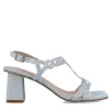 Glittery Sparkle Silver Block Heel Occasion Sandals