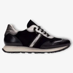 Hispanitas Runner Loira Black Suede with Pewter Accents and Bungee Laces