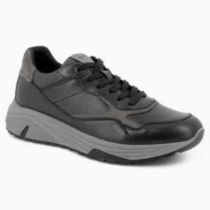 IGI & Co Men's Black Leather Runner Shoes – Memory Foam & Shock-Absorbing Sole