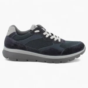 Igi & Co Men's Navy Leather-Textile Runner Shoes with Shock Absorbing Sole