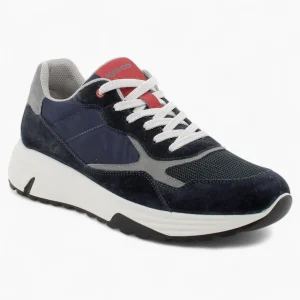 Igi & Co Men's Navy Runner Shoes with Red Accents and Memory Foam Insole