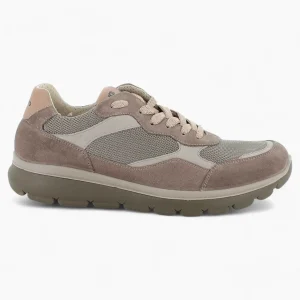 Igi & Co Men's Taupe Leather-Textile Runner Shoes with Shock Absorber