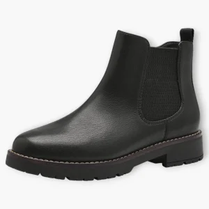 Jana Black Chelsea-Style Boots with Chunky Sole and Side Zip