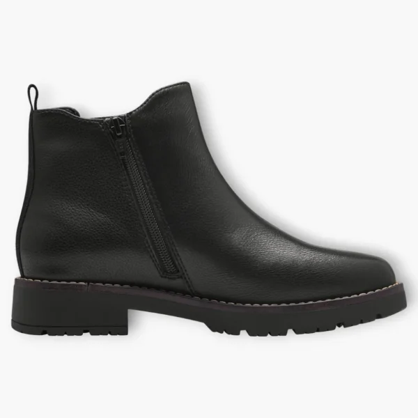 Jana Black Chelsea-Style Boots with Chunky Sole and Side Zip