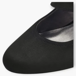 Jana Black Faux Suede Wide Fit Court Shoes with Velcro Strap