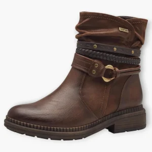 Jana Brown Vegan Boots with Chunky Sole and Chain Detail