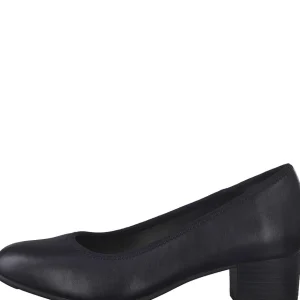 Jana Low Block Heel in Deep Navy - Wide Fit