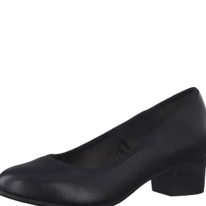 Jana Low Block Heel in Deep Navy - Wide Fit