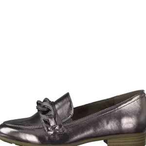 Jana Pewter Loafer with Chain Link: Elegance for Work & Dressy Wear