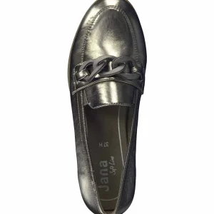 Jana Pewter Loafer with Chain Link: Elegance for Work & Dressy Wear