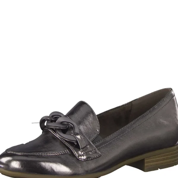 Jana Pewter Loafer with Chain Link: Elegance for Work & Dressy Wear