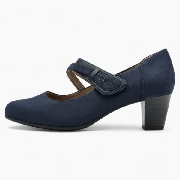 Jana Softline Navy Low Block Heel – Wide Fit & Cushioned Comfort