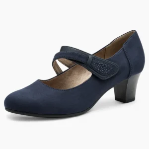 Jana Softline Navy Low Block Heel – Wide Fit & Cushioned Comfort