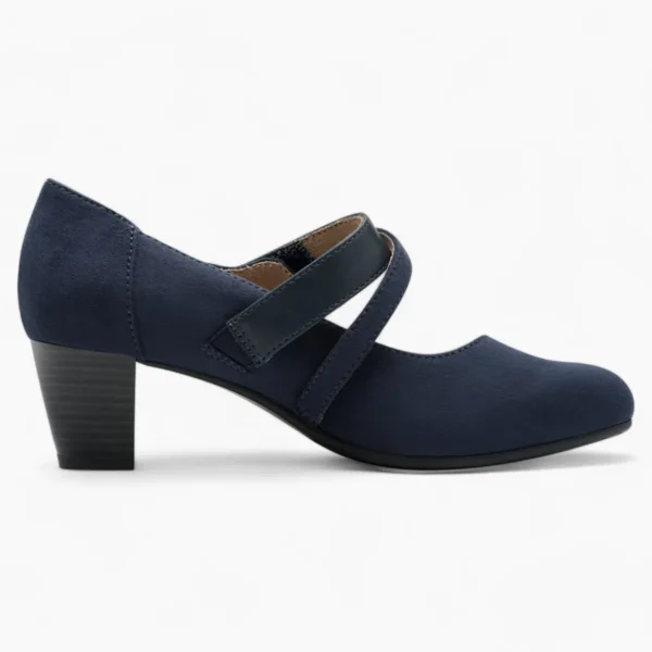 Jana Softline Navy Low Block Heel – Wide Fit & Cushioned Comfort