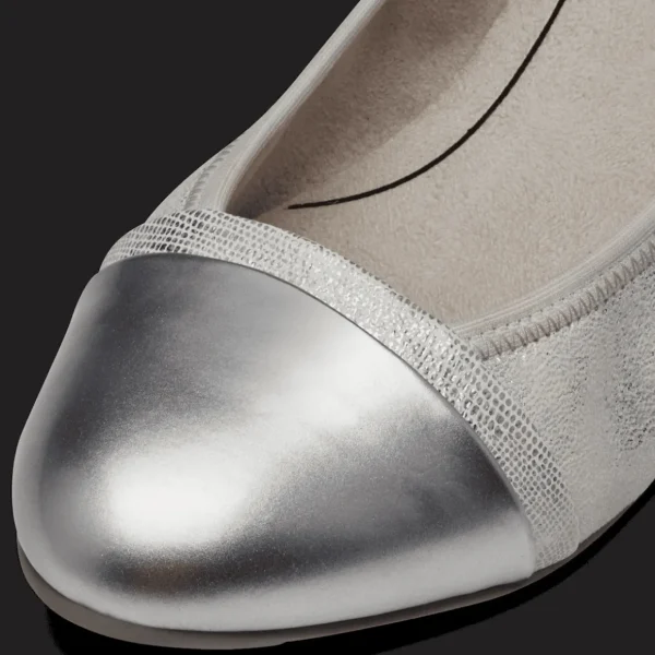 Jana Wide Fitting Silver Court Shoe with Bright Silver Detail