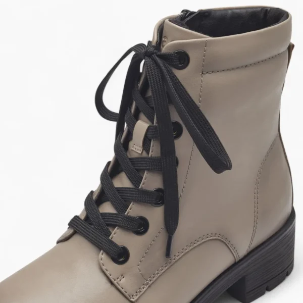 Jana Women's Taupe Lace-Up Ankle Boots with Black Sole