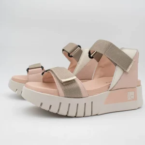 Jose Saenz Beige & Pink Velcro Sandal – Chic & Comfortable Wedge