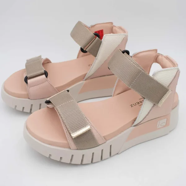 Jose Saenz Beige & Pink Velcro Sandal – Chic & Comfortable Wedge