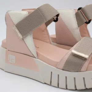 Jose Saenz Beige & Pink Velcro Sandal – Chic & Comfortable Wedge