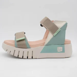 Jose Saenz Beige & Turquoise Velcro Sandal – Stylish & Trendy